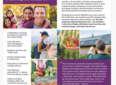 Both sides of the outreach brochure